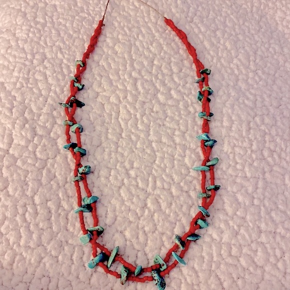 CORAL AND TURQUOISE NECKLACE - Picture 5 of 6